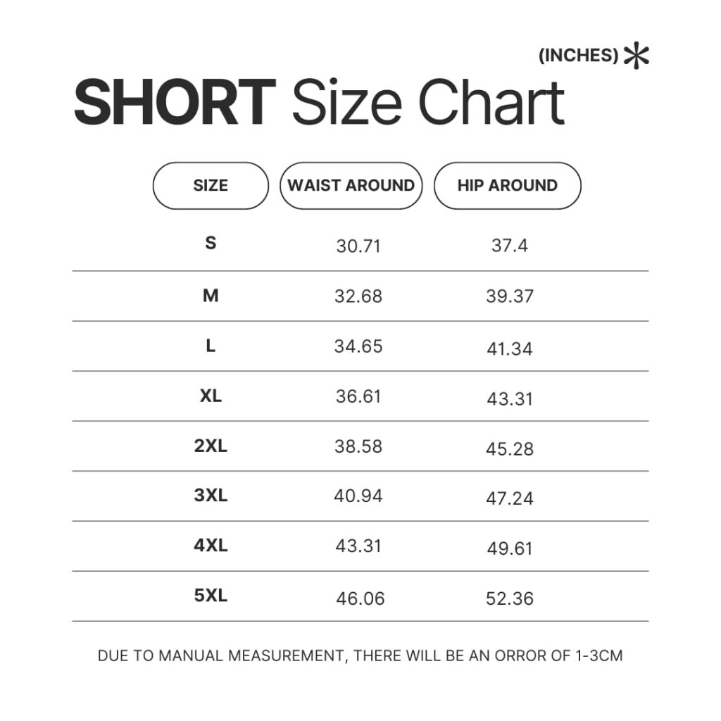 Short Size Chart - Chrono Trigger Store